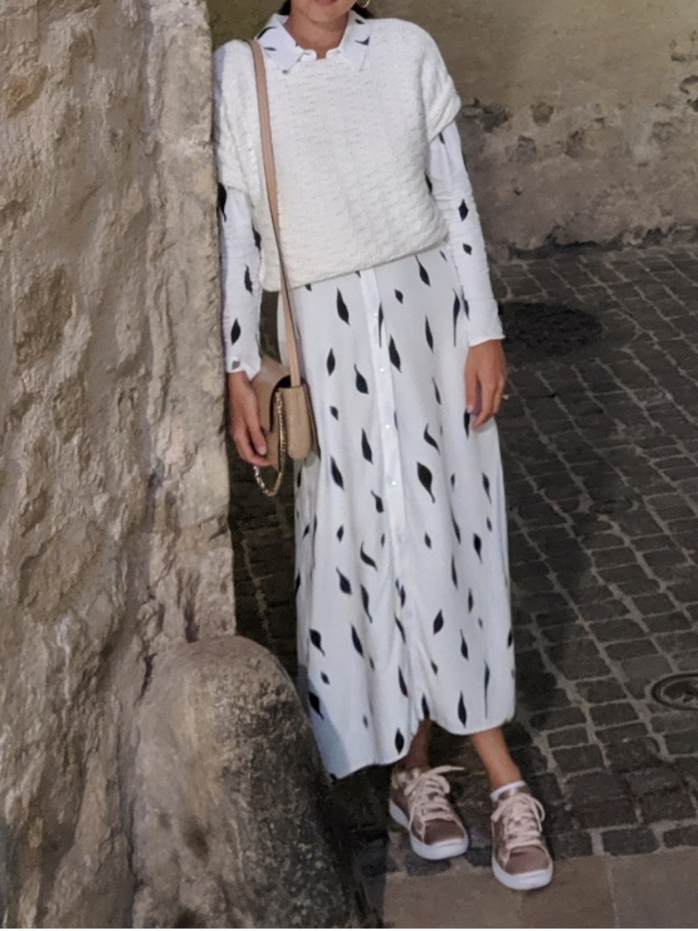 ASOS White Maxi Shirt Dress with Black Teardrop Print